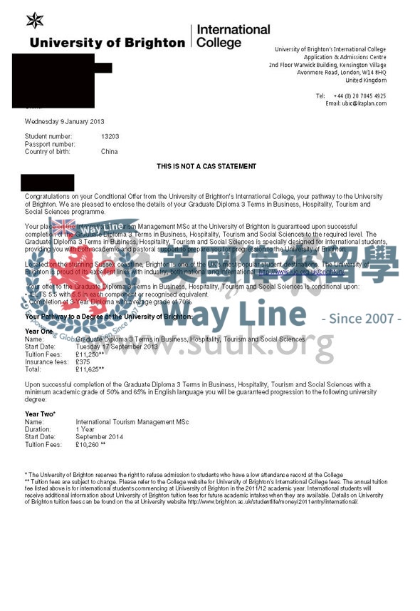 英國布萊頓國際旅遊管理的預科和碩士