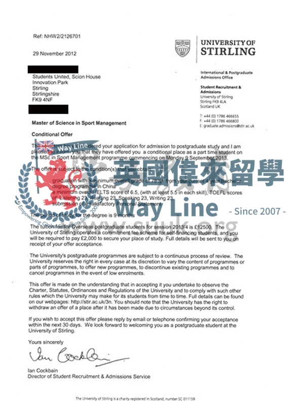 英國斯特林大學體育管理學碩士