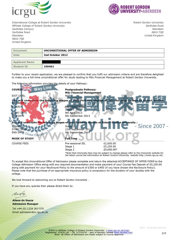 英國羅伯特戈登大學財務預科+碩士+語言課程