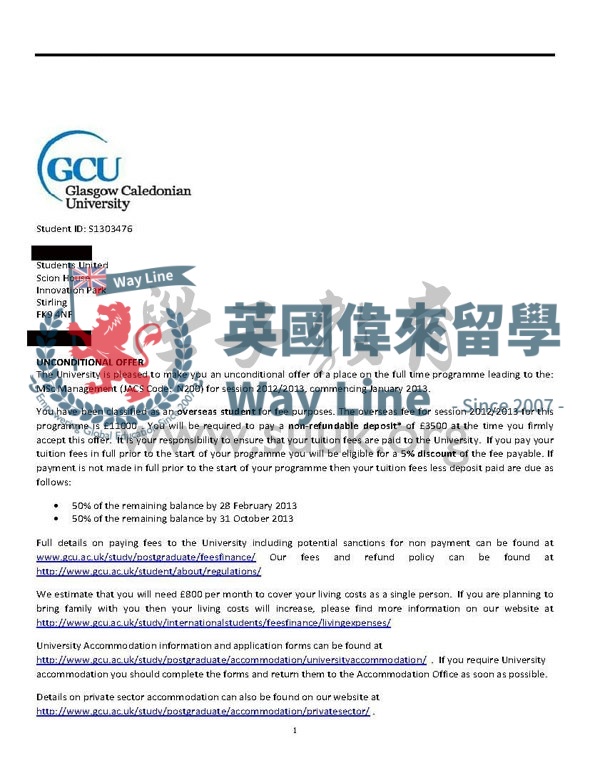 格拉斯哥卡里多尼亞大學管理學碩士