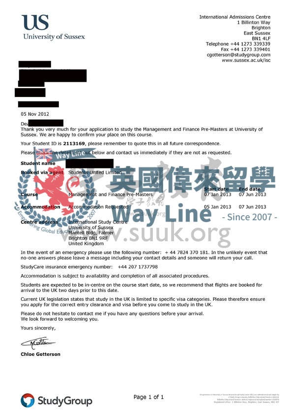 英國薩塞克斯大學管理和財務預科+碩士