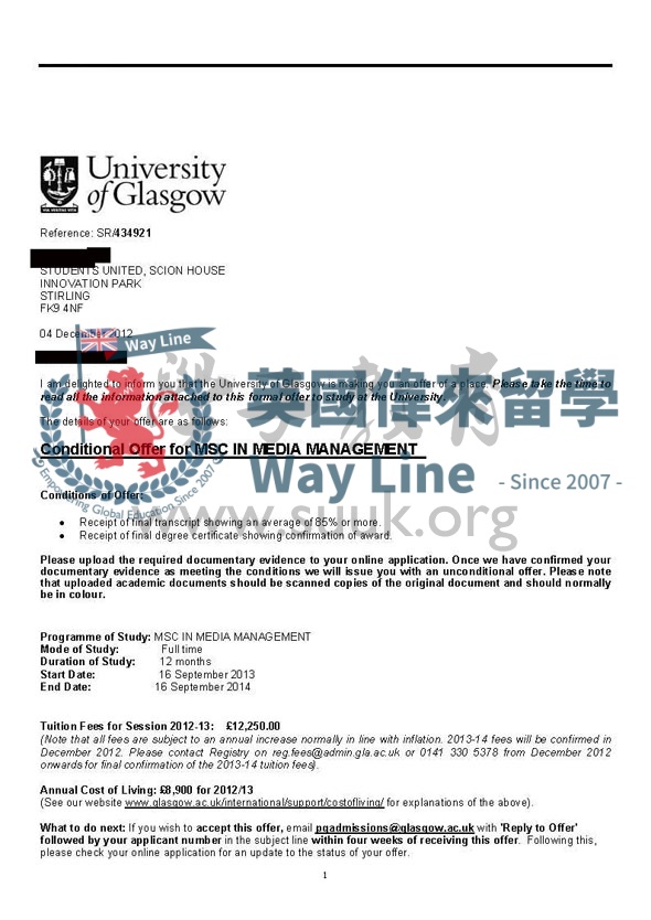 英國格拉斯哥大學媒體管理碩士
