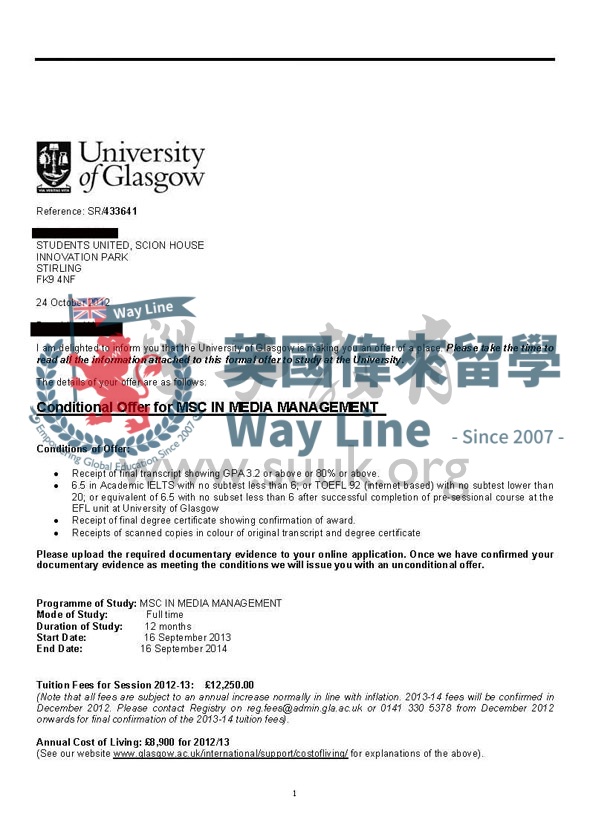 英國格拉斯哥大學媒體管理碩士