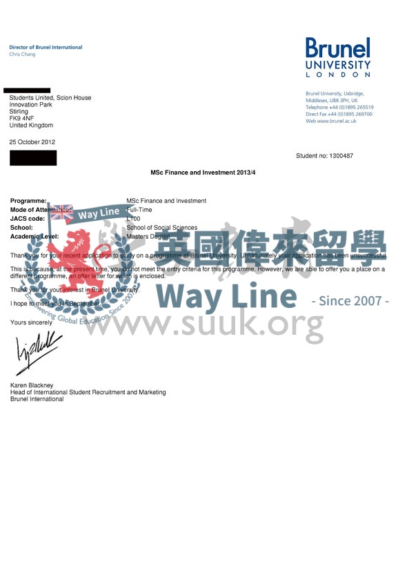 英國布魯內爾大學金融與投資碩士