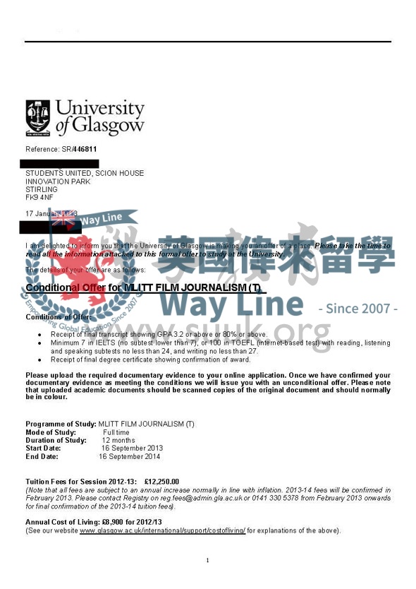 英國格拉斯哥電影新聞碩士