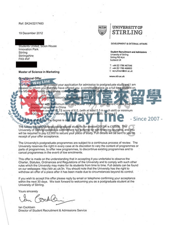 英國斯特林大學市場學碩士