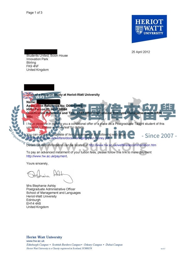 英國赫瑞瓦特大學國際企業管理與人力資源管理碩士