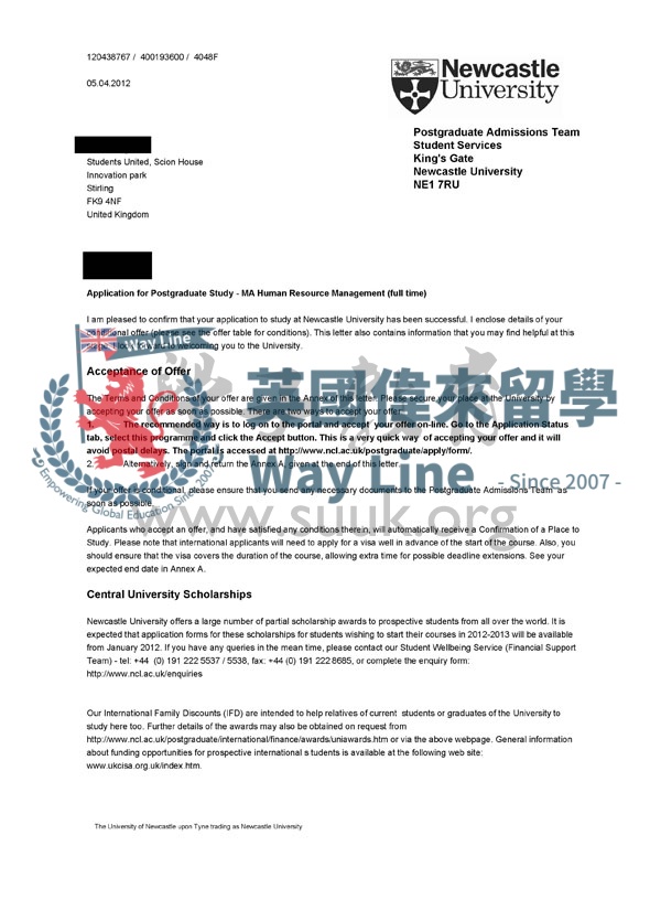 英國紐卡斯爾大學人力資源管理碩士