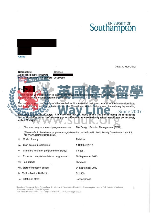 英國南安普敦大學設計：奢侈品品牌管理碩士