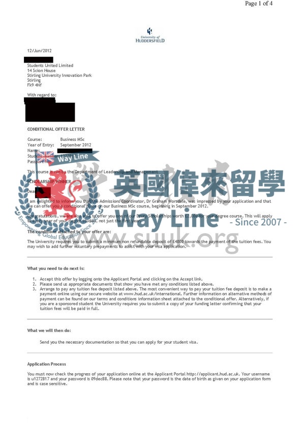 英國哈德斯菲爾德大學商務碩士