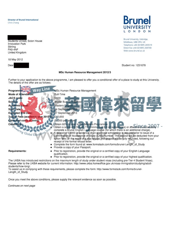 英國布魯內爾大學人力資源管理碩士