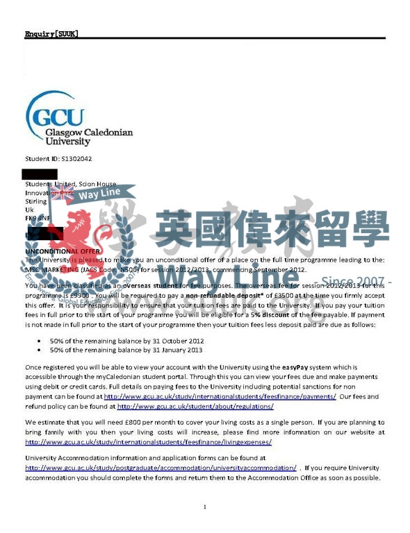 英國格拉斯哥卡里多尼亞大學市場學碩士