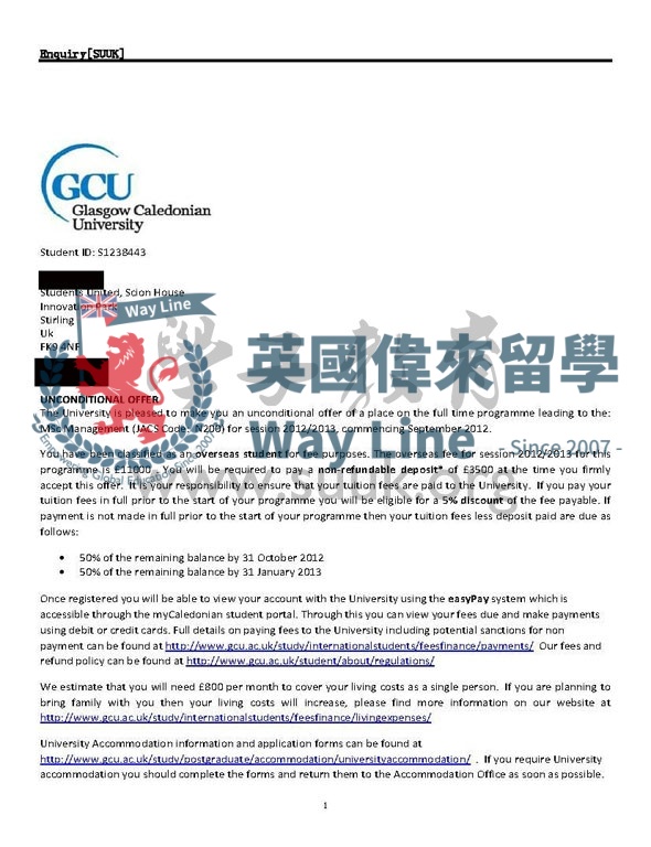 英國格拉斯哥卡里多尼亞大學管理學碩士