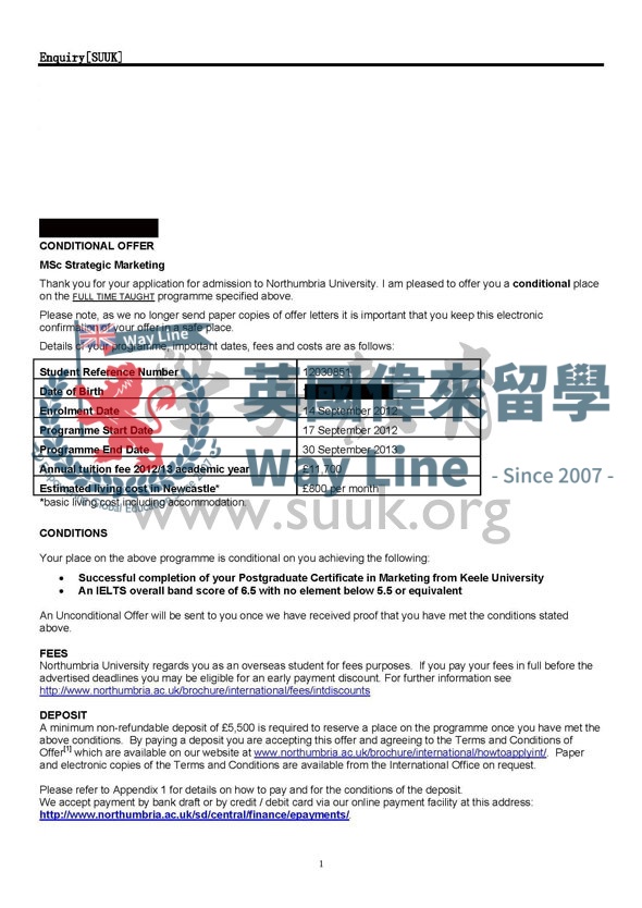 英國北安普頓大學戰略營銷碩士