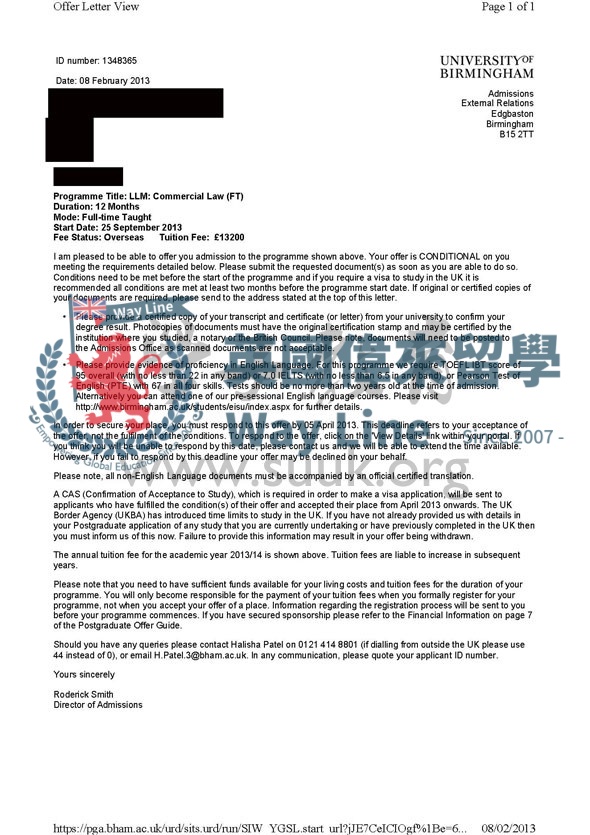 英國伯明翰大學商法碩士