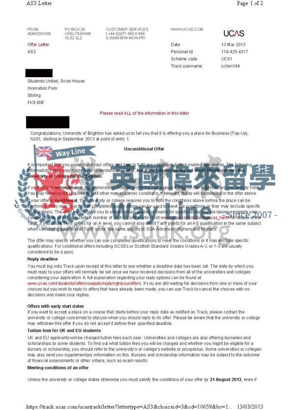 英國布萊頓大學商務學top up