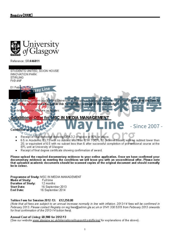 英國格拉斯哥大學媒體管理碩士