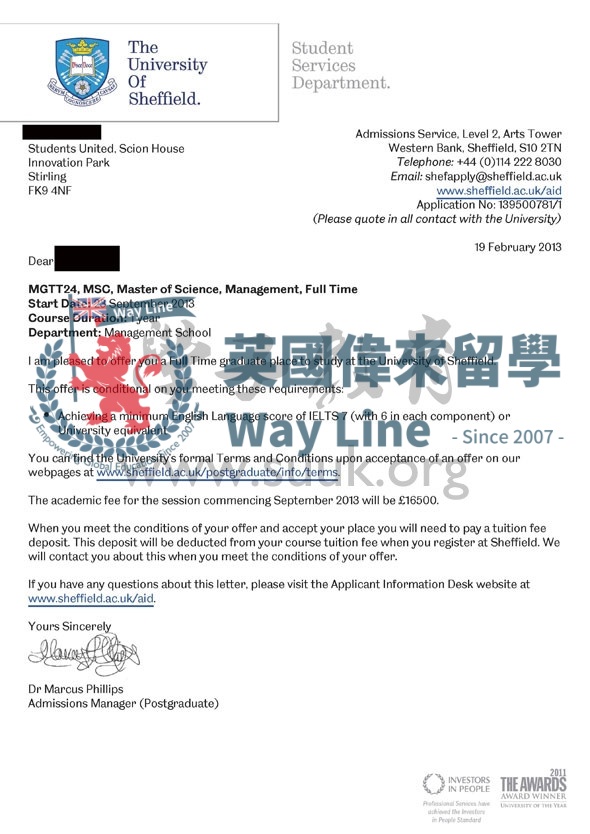 英國謝菲爾德大學管理學碩士