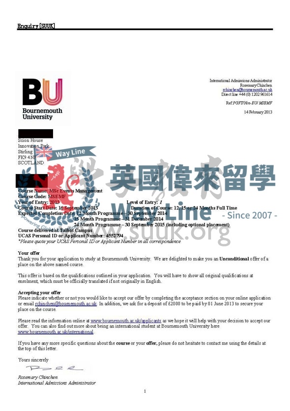 英國伯恩茅斯大學活動管理碩士