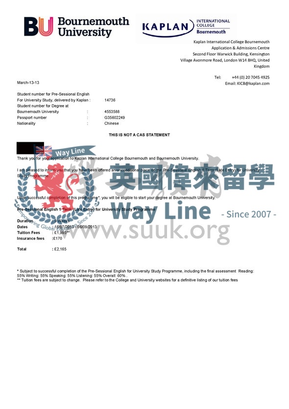 英國伯恩茅斯大學9周語言