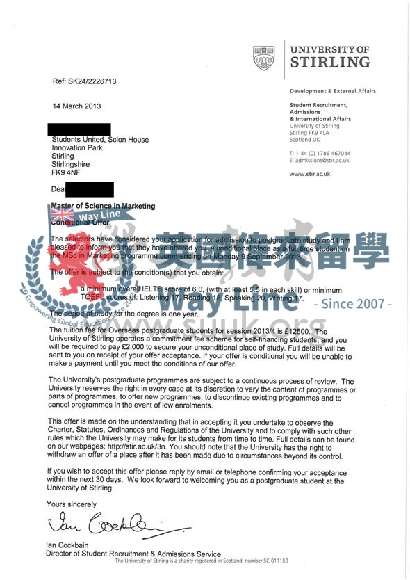 英國斯特林大學市場學碩士