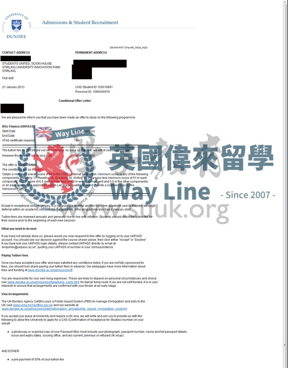 英國鄧迪大學金融學碩士