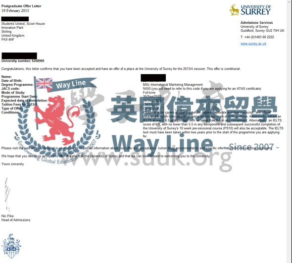 英國薩里大學國際市場管理碩士