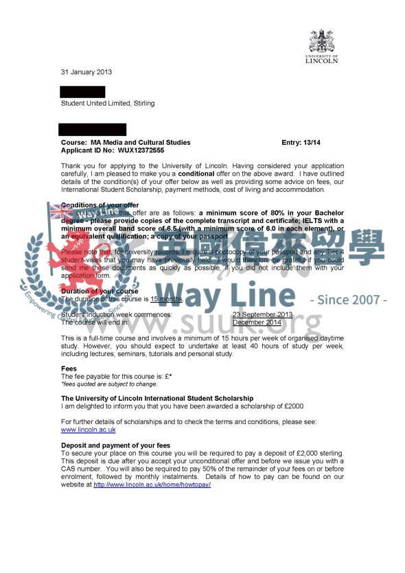 英國林肯大學媒體和文化研究碩士