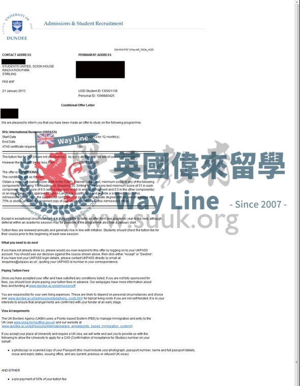 英國鄧迪大學國際商務和人力資源管理碩士