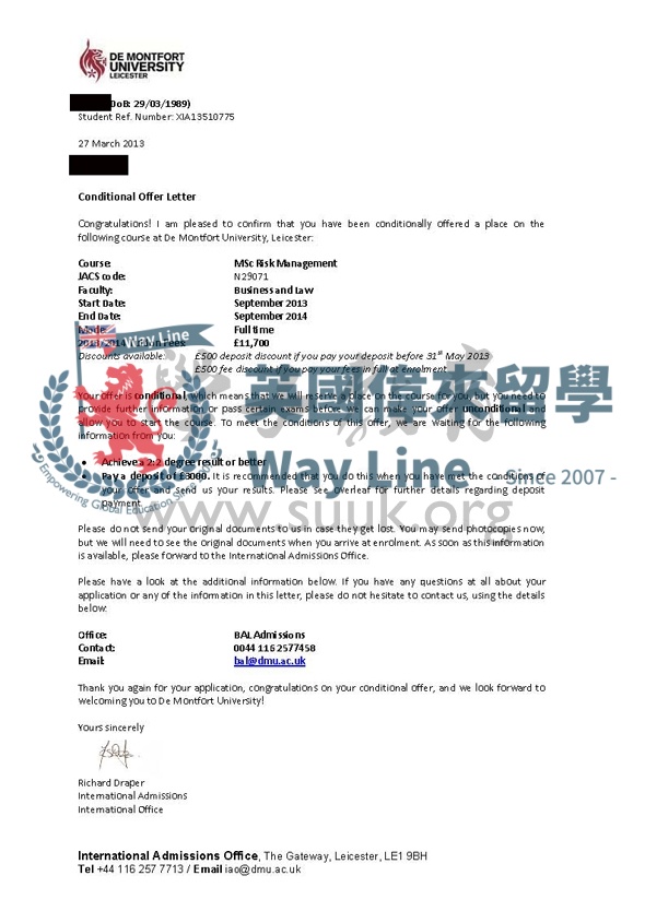 英國德蒙特福特大學風險管理碩士