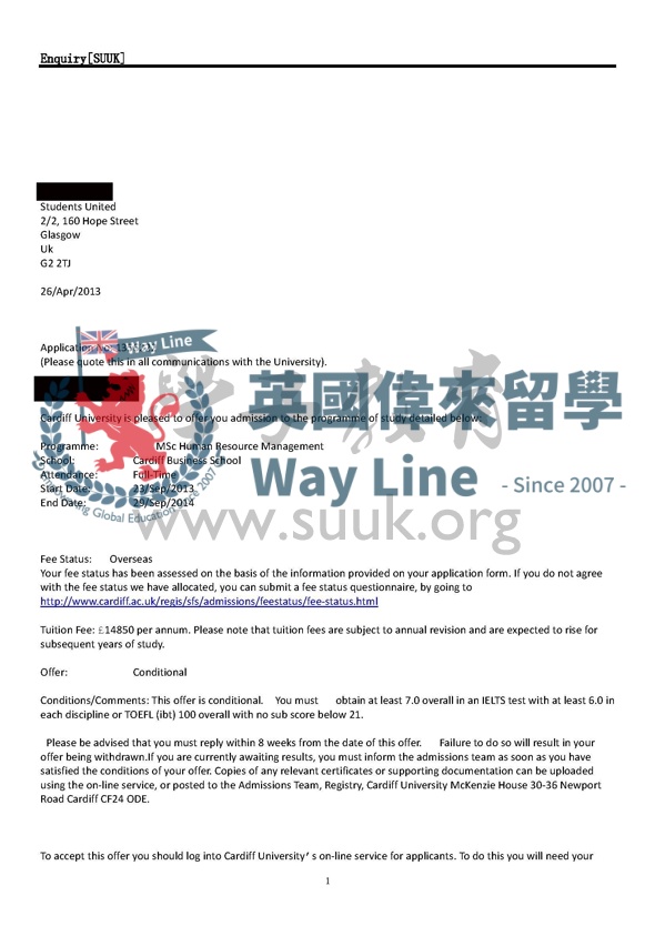 英國卡迪夫大學人力資源管理碩士