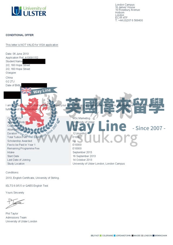 英國阿爾斯特大學市場學碩士