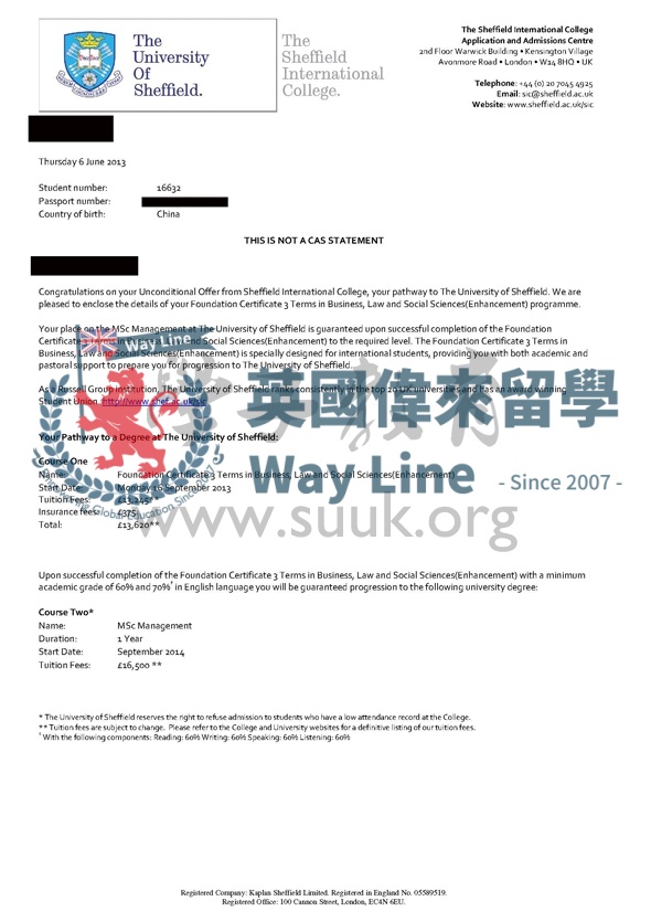 英國謝菲爾德大學管理學碩士預科+碩士