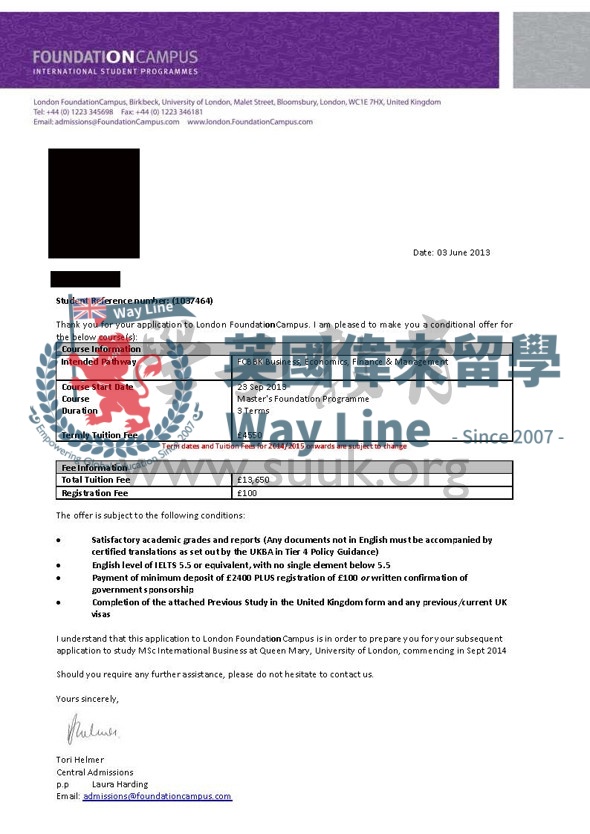 英國倫敦大學瑪麗皇後學院國際商務碩士預科+碩士