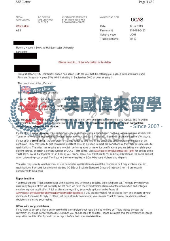 英國倫敦城市大學數學和金融本科