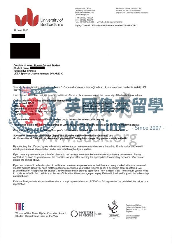 英國貝德福德大學財務及業務管理碩士