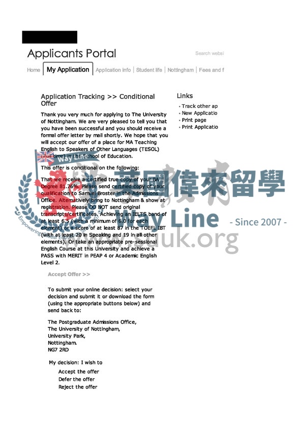 英國諾丁漢大學TESOL碩士