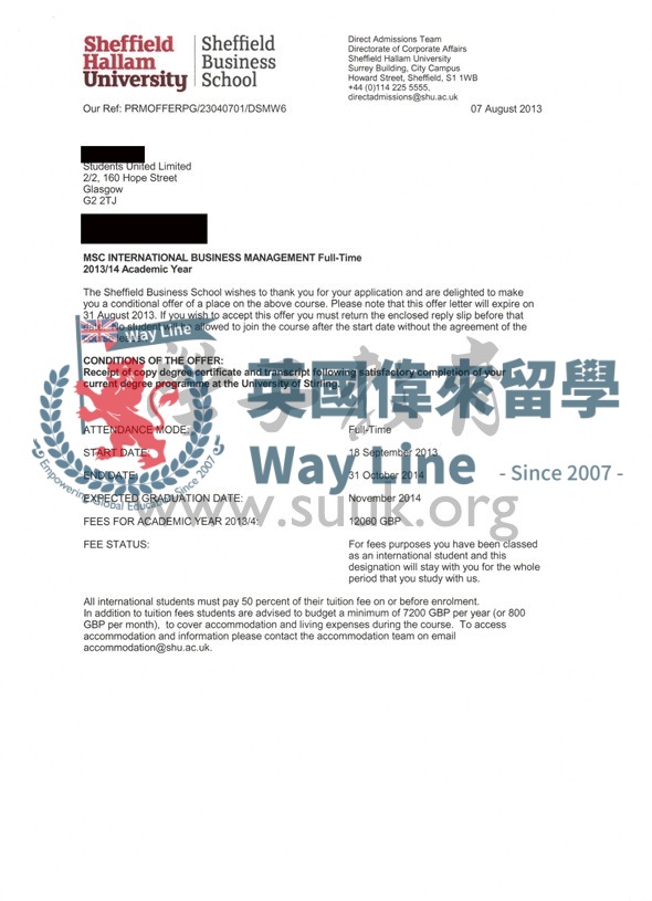 英國謝菲爾德哈勒姆大學國際商務管理碩士