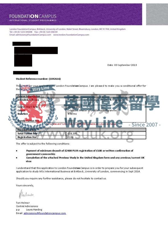 英國倫敦大學伯貝克學院國際商務碩士預科+碩士+1學期語言