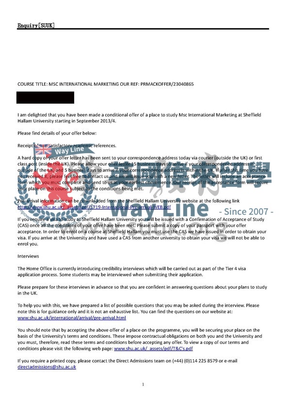 英國謝菲爾德哈勒姆大學國際市場碩士