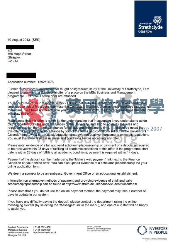 英國斯特拉斯克萊德大學商務和管理碩士