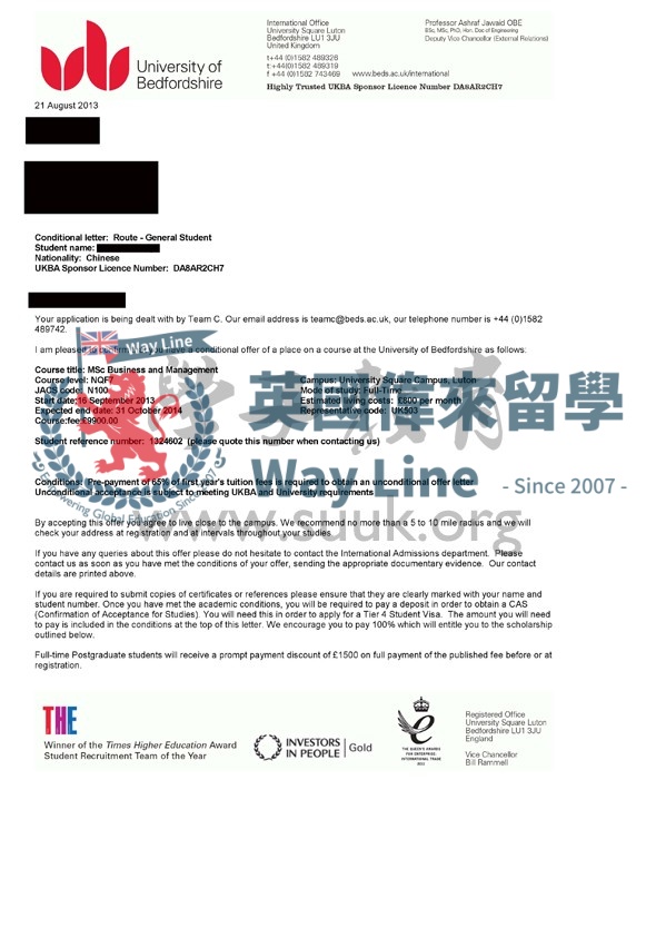 英國貝德福德大學商務和管理碩士