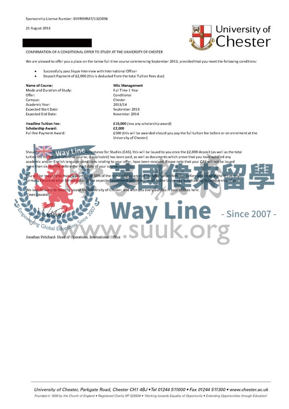 英國切斯特大學管理碩士