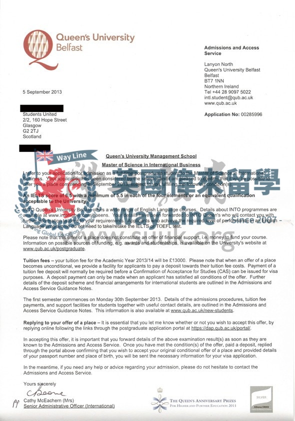 英國貝爾法斯特女王大學國際商務碩士