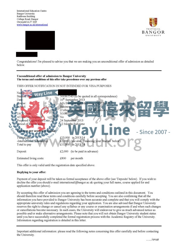 英國班戈大學商業和市場營銷碩士