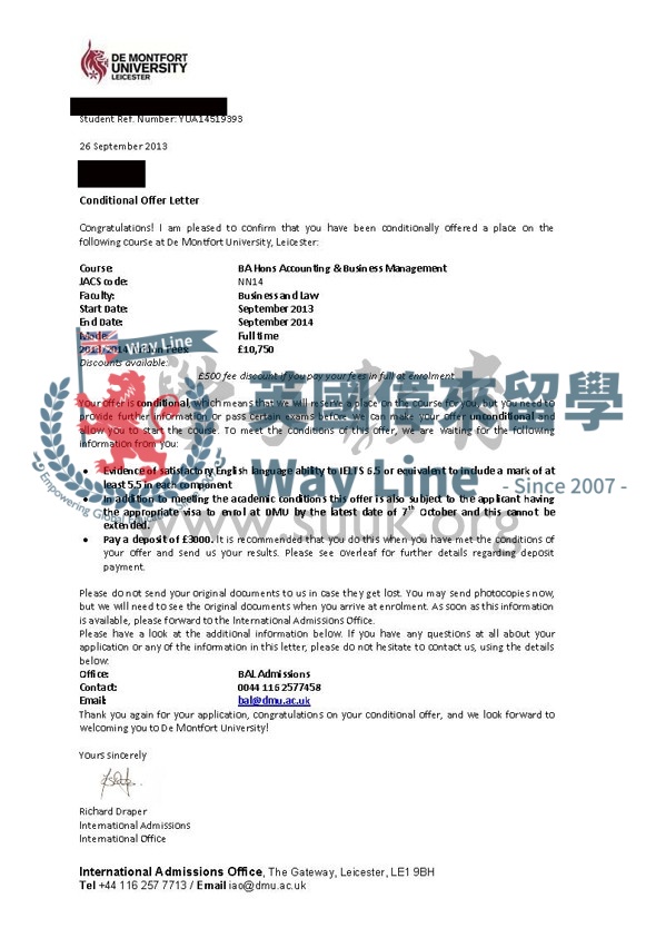 英國德蒙特福特大學會計及商業管理本科