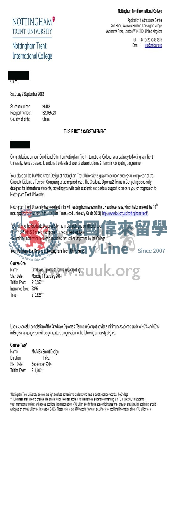 英國諾丁漢特倫特大學智能設計碩士預科+碩士