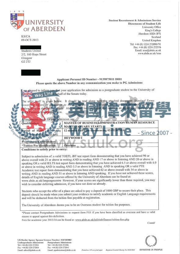 英國阿伯丁大學人力資源管理碩士