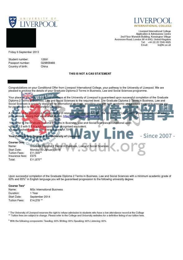 英國利物浦大學國際商務碩士預科+碩士