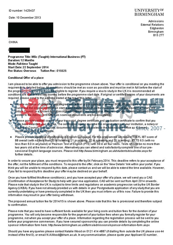 英國伯明翰大學國際商務碩士